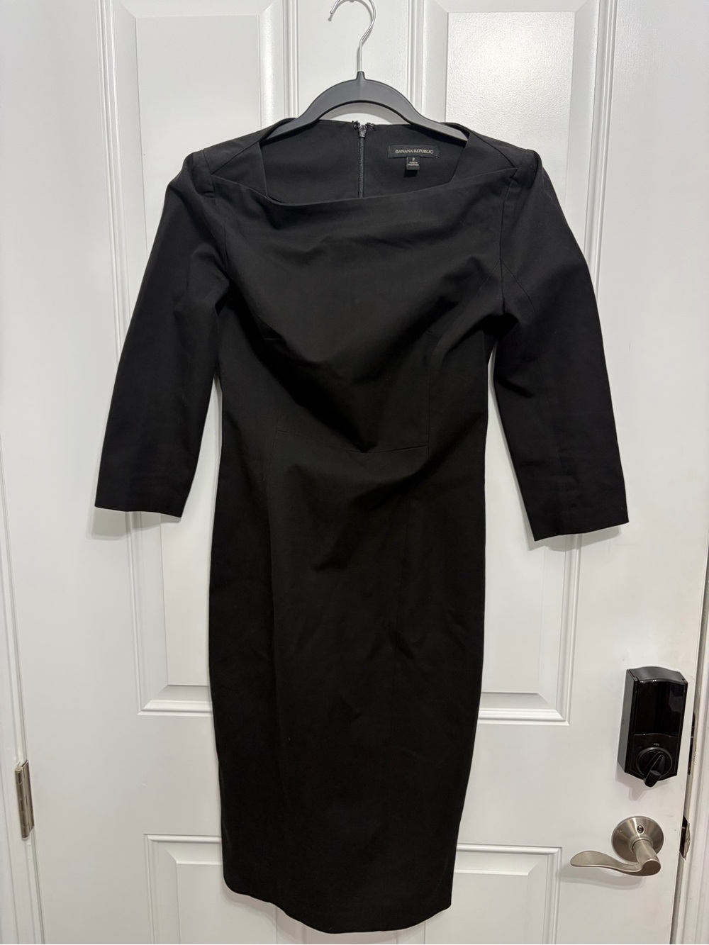 Banana Republic Black Midi Sheath Dress with 3/4 Sleeves Size 2 -great condition